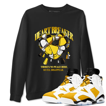 Air Jordan 6 Yellow Ochre shirt to match jordans Heart Breaker sneaker tees AJ6 Yellow Ochre SNRT Sneaker Release Tees unisex cotton Black 1 crew neck shirt