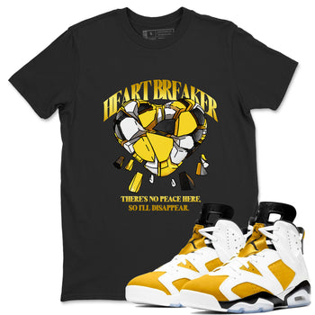 Air Jordan 6 Yellow Ochre shirt to match jordans Heart Breaker sneaker tees AJ6 Yellow Ochre SNRT Sneaker Release Tees unisex cotton Black 1 crew neck shirt
