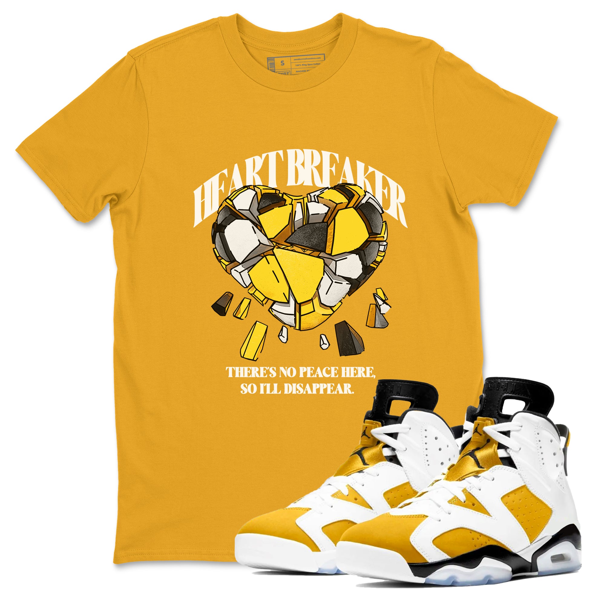 Air Jordan 6 Yellow Ochre shirt to match jordans Heart Breaker sneaker tees AJ6 Yellow Ochre SNRT Sneaker Release Tees unisex cotton Gold 1 crew neck shirt