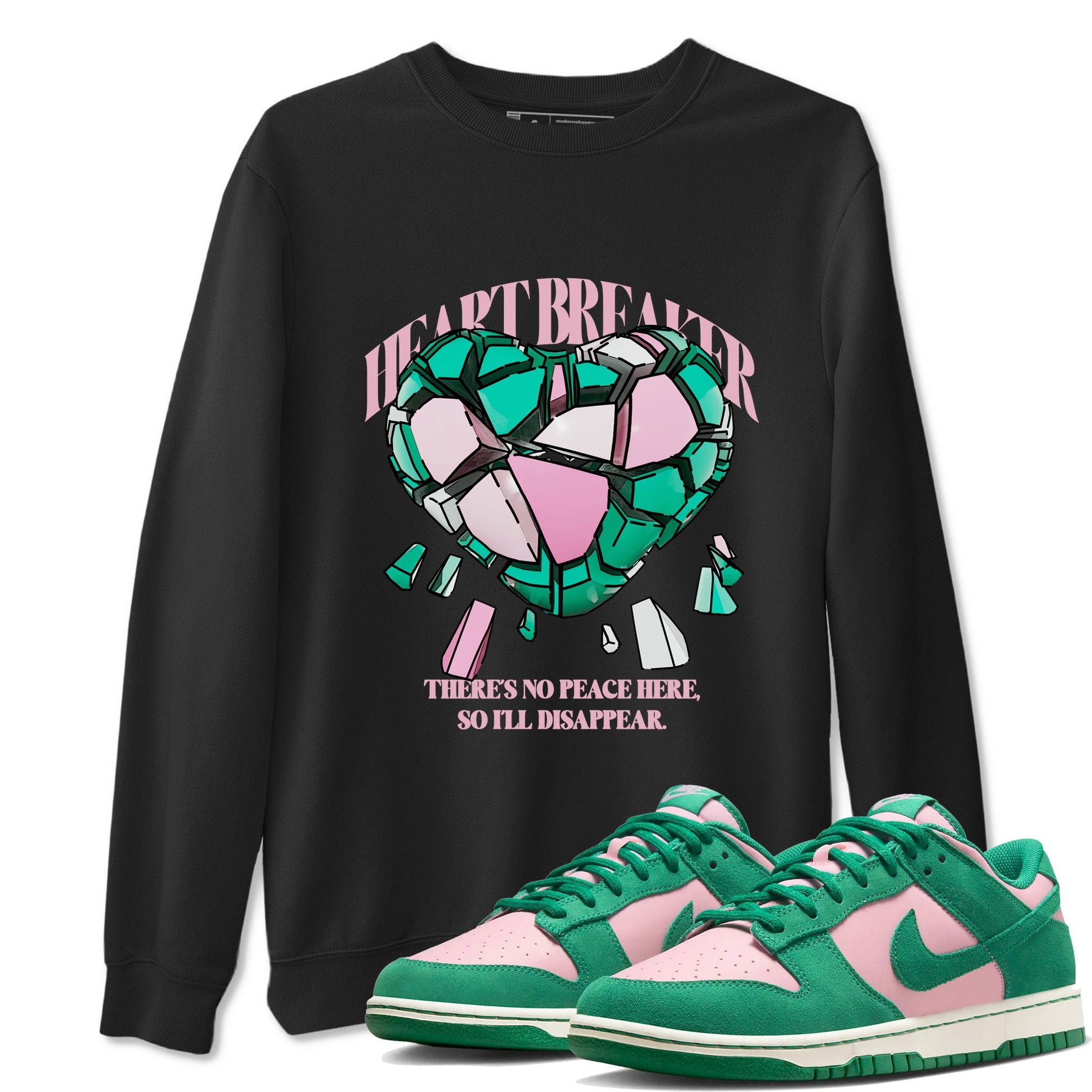 Dunk Low Medium Soft Pink Malachite shirt to match jordans Heart Breaker sneaker tees Dunk Medium Soft Pink Malachite SNRT Sneaker Release Tees unisex cotton Black 1 crew neck shirt