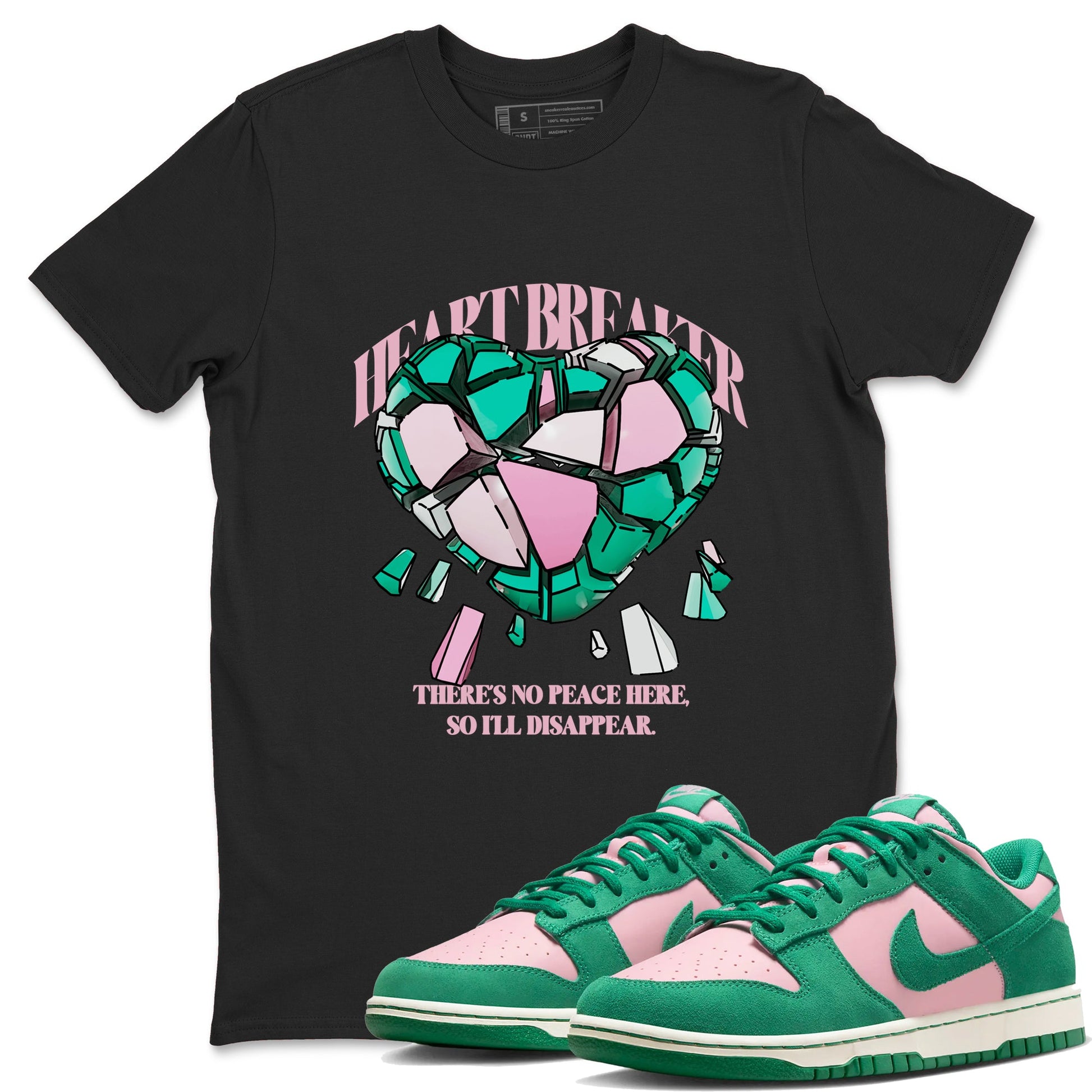 Dunk Low Medium Soft Pink Malachite shirt to match jordans Heart Breaker sneaker tees Dunk Medium Soft Pink Malachite SNRT Sneaker Release Tees unisex cotton Black 1 crew neck shirt