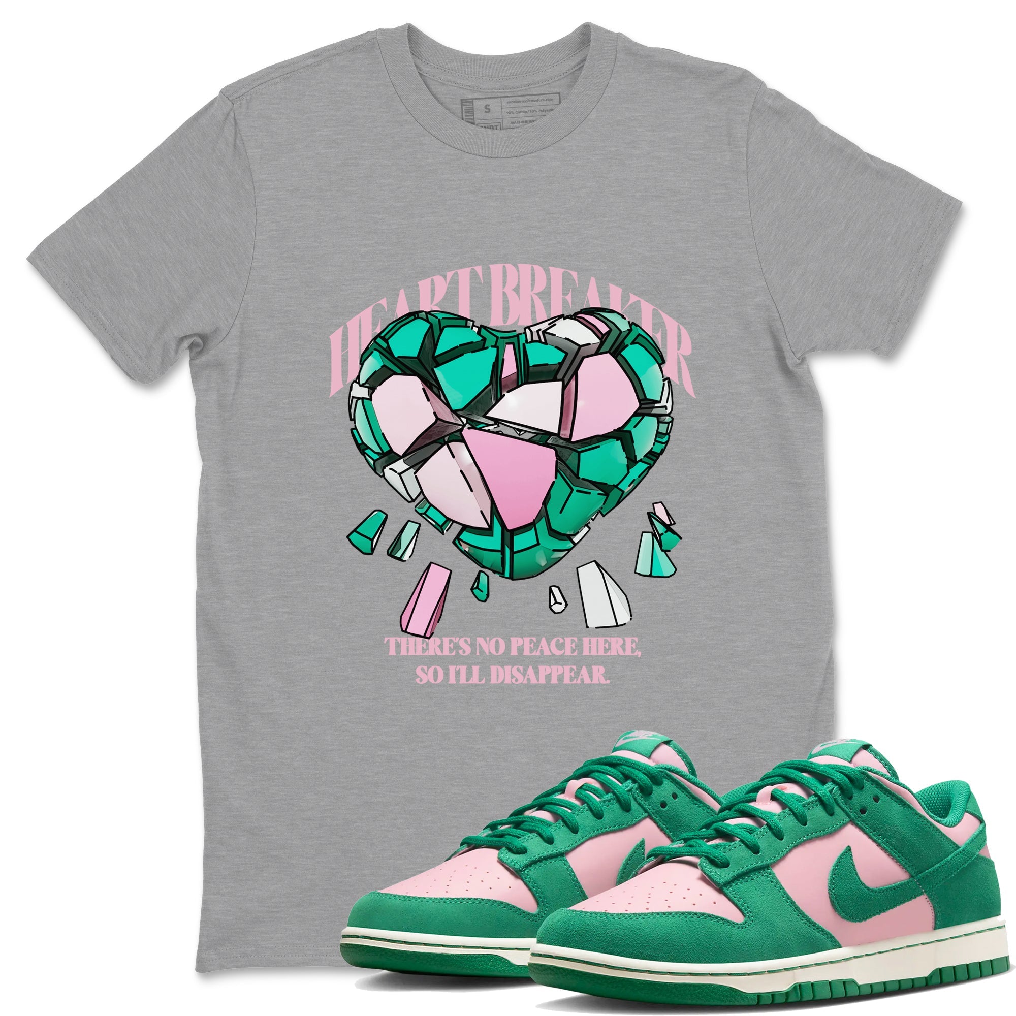 Dunk Low Medium Soft Pink Malachite shirt to match jordans Heart Breaker sneaker tees Dunk Medium Soft Pink Malachite SNRT Sneaker Release Tees unisex cotton Heather Grey 1 crew neck shirt