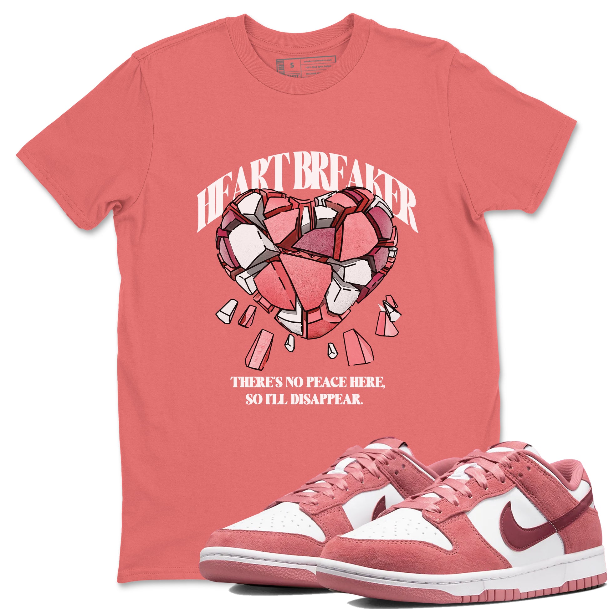 Dunk Valentines Day 2024 shirt to match jordans Heart Breaker sneaker tees Valentines Day 2024 SNRT Sneaker Release Tees unisex cotton Coral 1 crew neck shirt