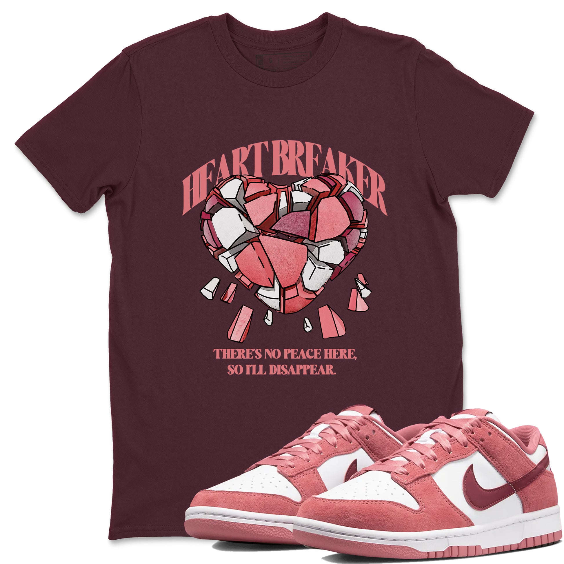 Dunk Valentines Day 2024 shirt to match jordans Heart Breaker sneaker tees Valentines Day 2024 SNRT Sneaker Release Tees unisex cotton Maroon 2 crew neck shirt