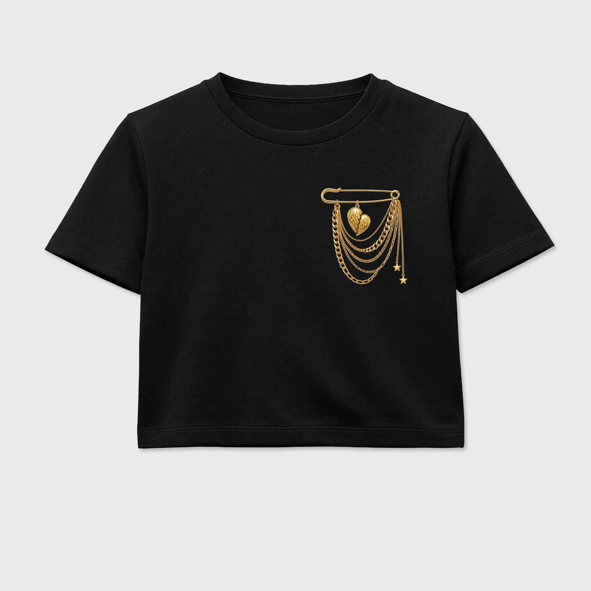 Sneaker match tees – Sneaker Tees To Match Air Jordan 11 Mother's Day Shoes – heart Brooch Crop T-Shirt Black 2