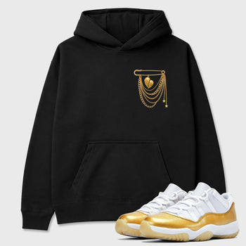Sneaker match tees – Sneaker Tees To Match Air Jordan 11 Mother's Day Shoes – heart Brooch Tee Black 1