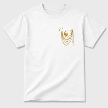 Sneaker match tees – Sneaker Tees To Match Air Jordan 11 Mother's Day Shoes – heart Brooch Tee White 2