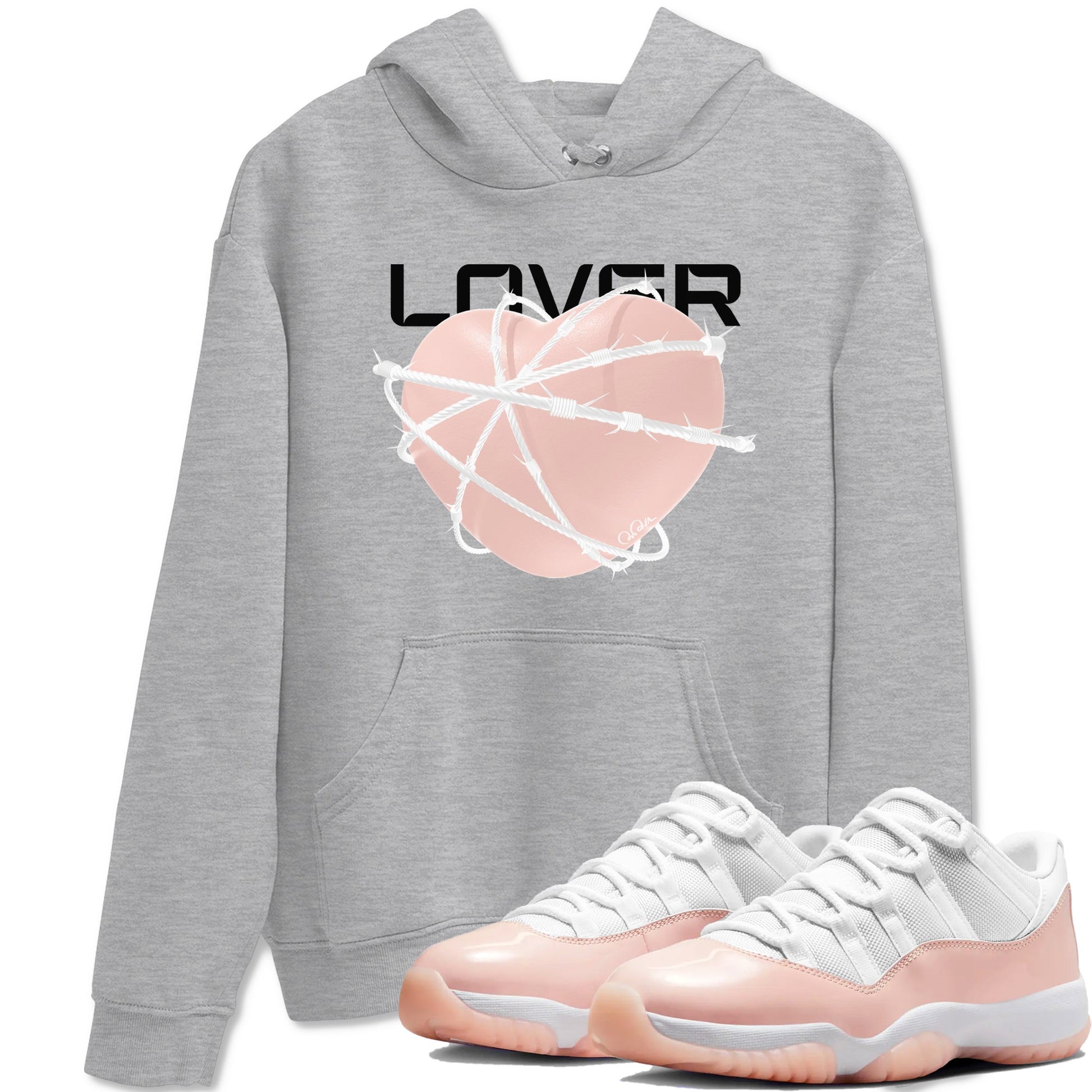 11s Legend Pink shirts to match jordans Heart Lover sneaker match tees Air Jordan 11 Legend Pink SNRT Sneaker Tees streetwear brand Heather Grey 1 unisex cotton tee