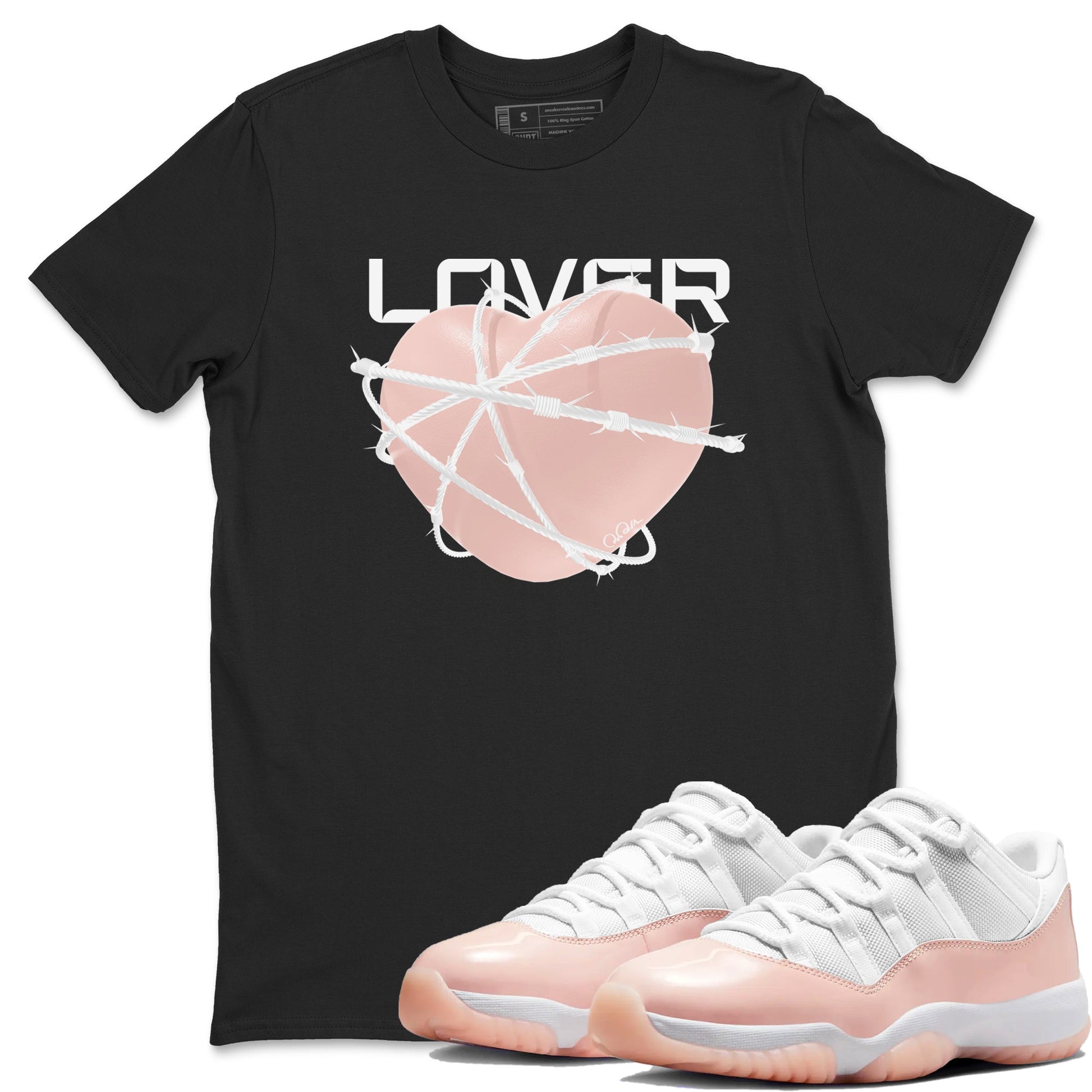 11s Legend Pink shirts to match jordans Heart Lover sneaker match tees Air Jordan 11 Legend Pink SNRT Sneaker Tees streetwear brand Black 1 unisex cotton tee