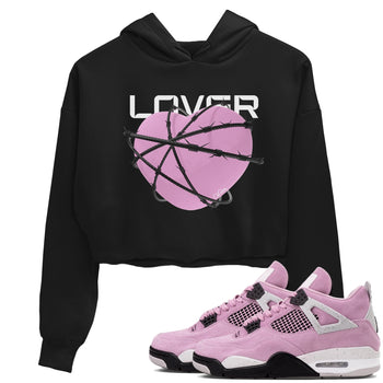 4s Retro Orchid shirts to match jordans Heart Lover sneaker match tees Air Jordan 4 WMNS Orchid match shoes to clothes SNRT Sneaker Tees unisex cotton Black 1 crop tee