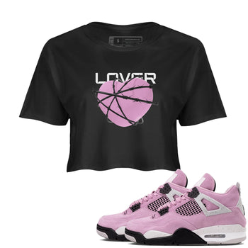 4s Retro Orchid shirts to match jordans Heart Lover sneaker match tees Air Jordan 4 WMNS Orchid match shoes to clothes SNRT Sneaker Tees unisex cotton Black 1 crop tee