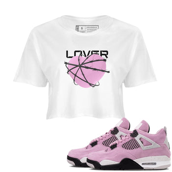4s Retro Orchid shirts to match jordans Heart Lover sneaker match tees Air Jordan 4 WMNS Orchid match shoes to clothes SNRT Sneaker Tees unisex cotton White 1 crop tee