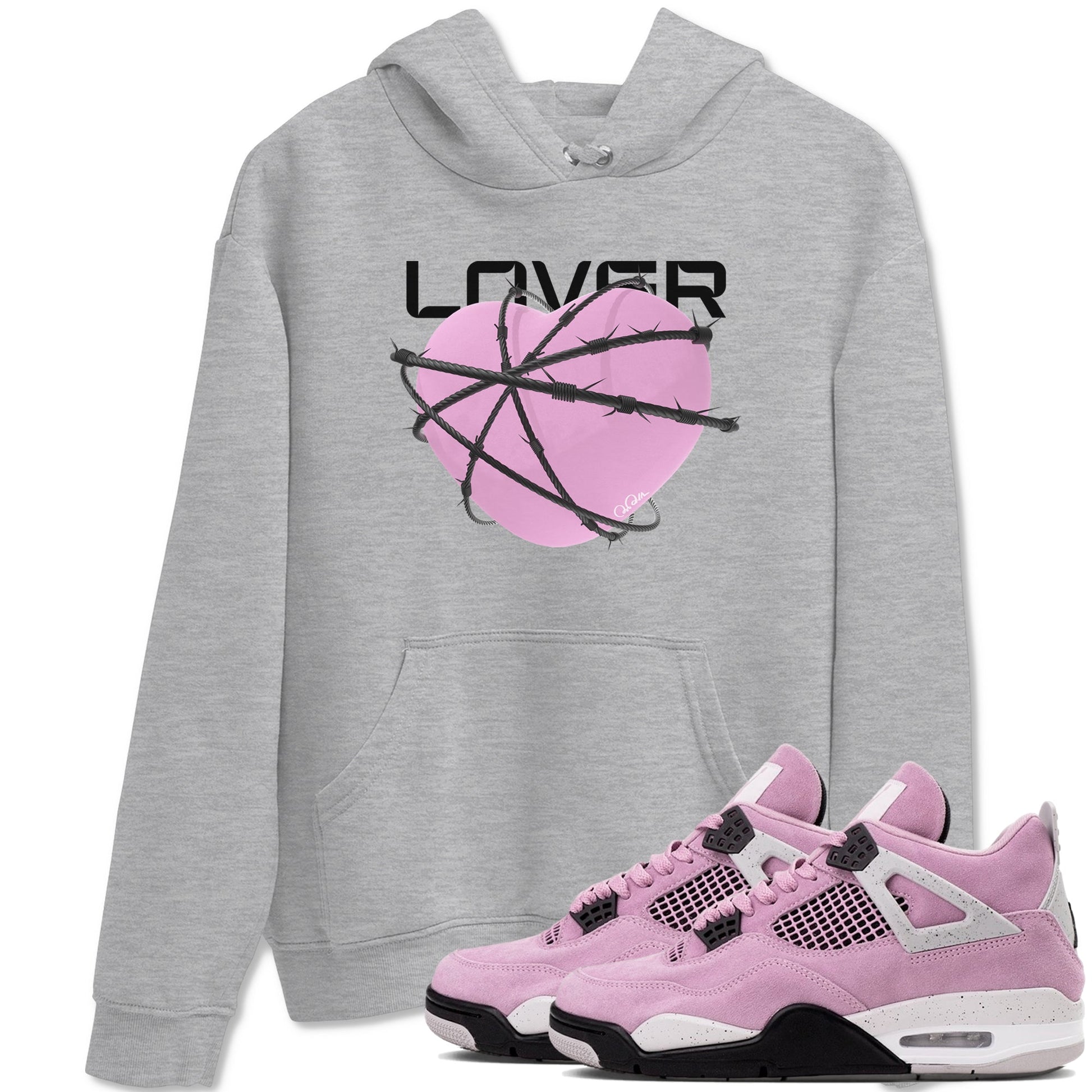 4s Retro Orchid shirts to match jordans Heart Lover sneaker match tees Air Jordan 4 WMNS Orchid match shoes to clothes SNRT Sneaker Tees unisex cotton Heather Grey 1 shirts