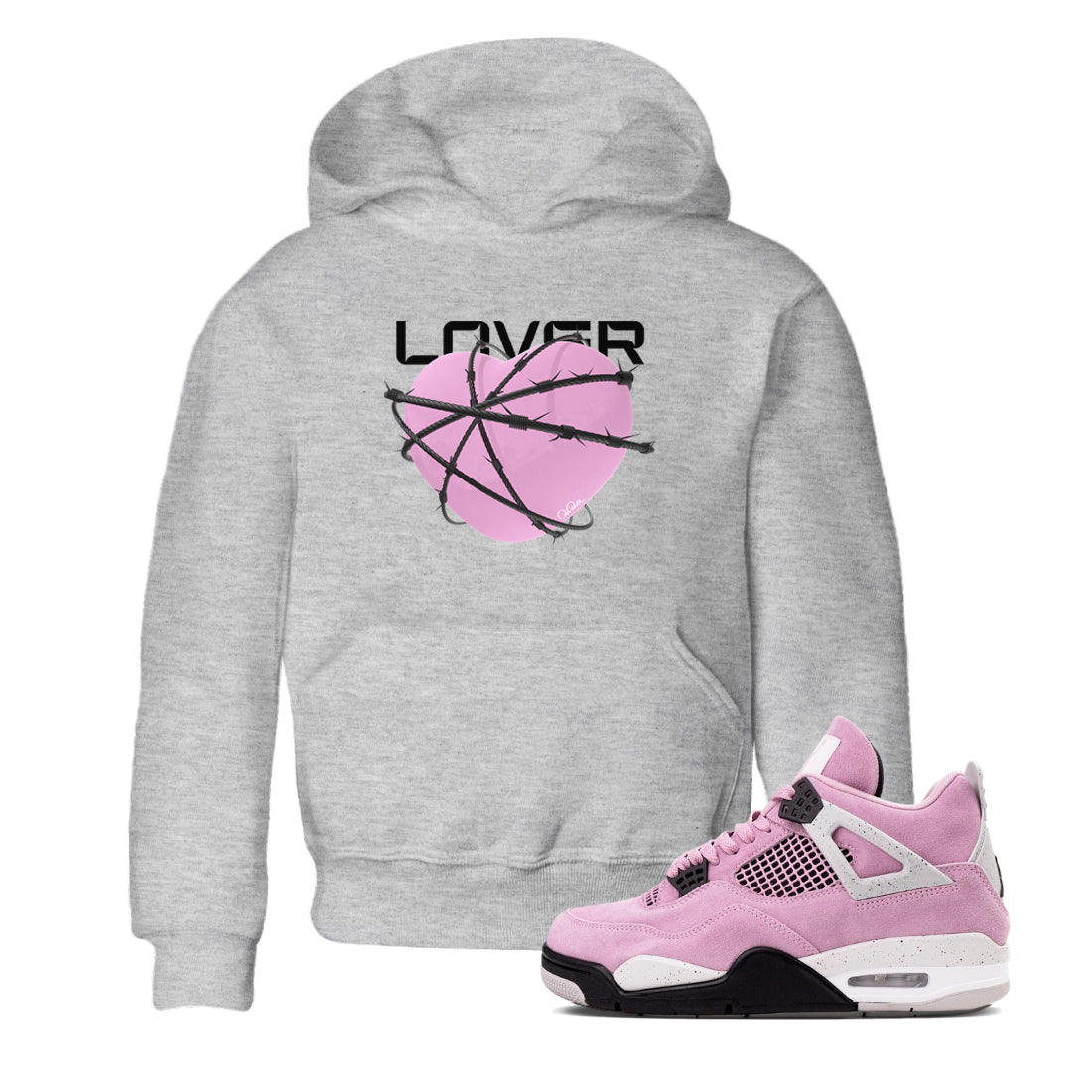 4s Retro Orchid shirts to match jordans Heart Lover sneaker match tees Air Jordan 4 WMNS Orchid match shoes to clothes SNRT Sneaker Tees Youth Baby Heather Grey 1 tee