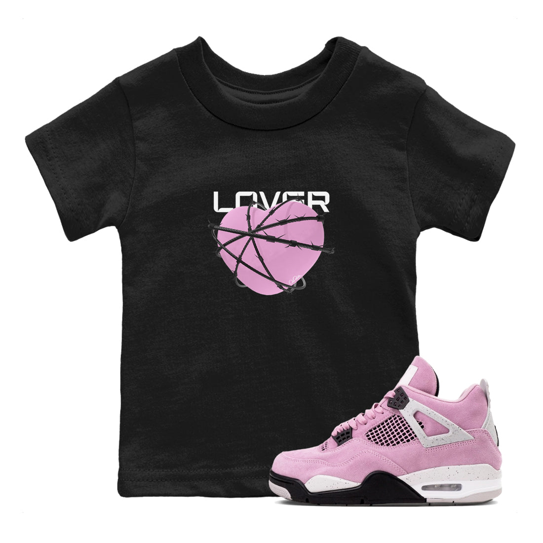 4s Retro Orchid shirts to match jordans Heart Lover sneaker match tees Air Jordan 4 WMNS Orchid match shoes to clothes SNRT Sneaker Tees Youth Baby Black 1 tee
