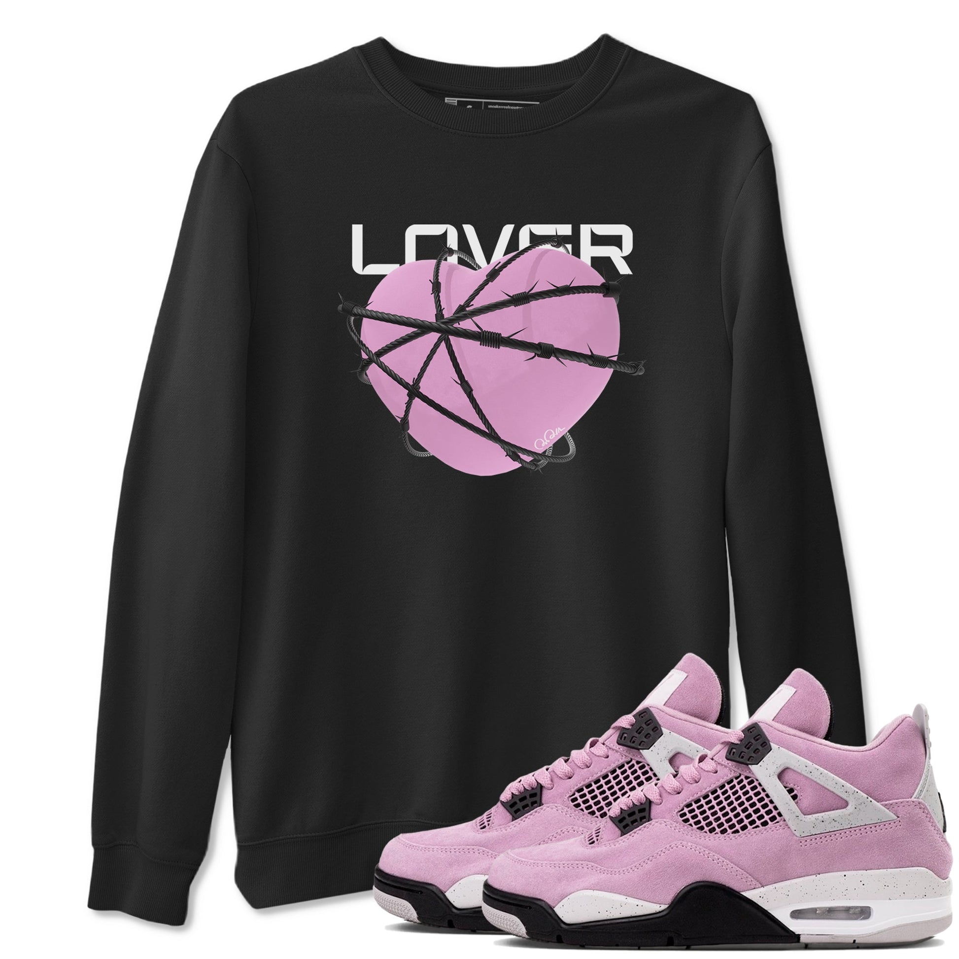 4s Retro Orchid shirts to match jordans Heart Lover sneaker match tees Air Jordan 4 WMNS Orchid match shoes to clothes SNRT Sneaker Tees unisex cotton Black 1 shirts