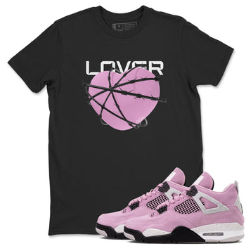 4s Retro Orchid shirts to match jordans Heart Lover sneaker match tees Air Jordan 4 WMNS Orchid match shoes to clothes SNRT Sneaker Tees unisex cotton Black 1 shirts