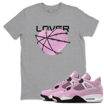 4s Retro Orchid shirts to match jordans Heart Lover sneaker match tees Air Jordan 4 WMNS Orchid match shoes to clothes SNRT Sneaker Tees unisex cotton Heather Grey 1 shirts