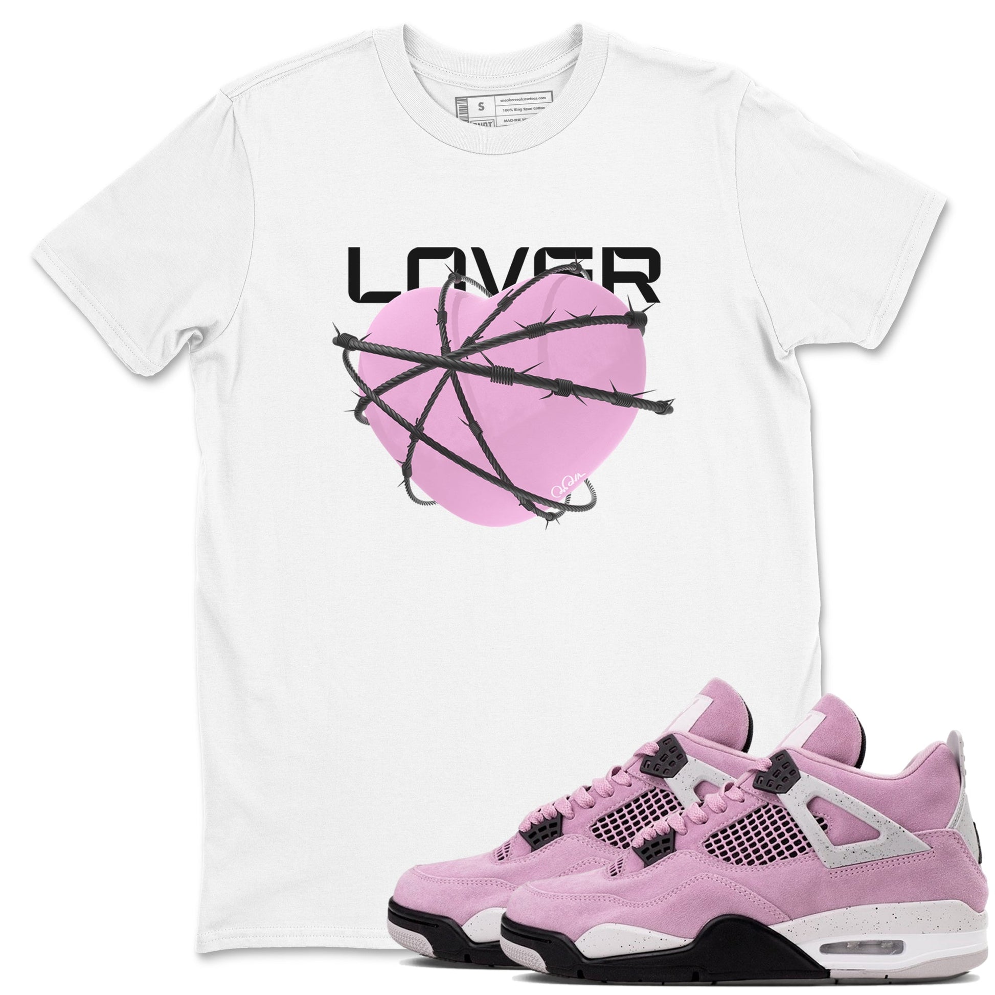 4s Retro Orchid shirts to match jordans Heart Lover sneaker match tees Air Jordan 4 WMNS Orchid match shoes to clothes SNRT Sneaker Tees unisex cotton White 1 shirts