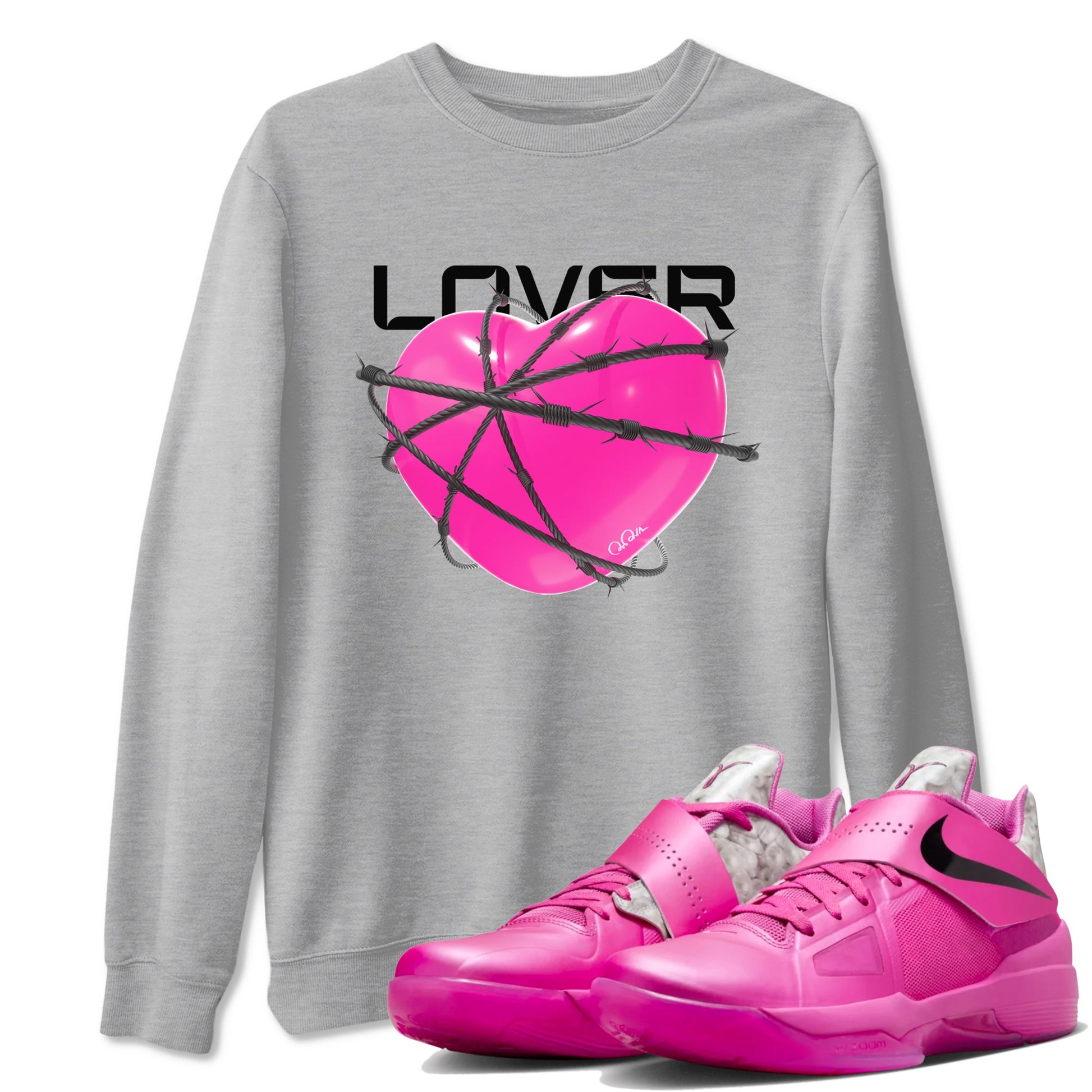 KD 4 Aunt Pearl shirts to match jordans Heart Lover graphic tees KD 4 Aunt Pearl t shirts to match sneakers SNRT Sneaker Tees unisex cotton Heather Grey 1 shirts