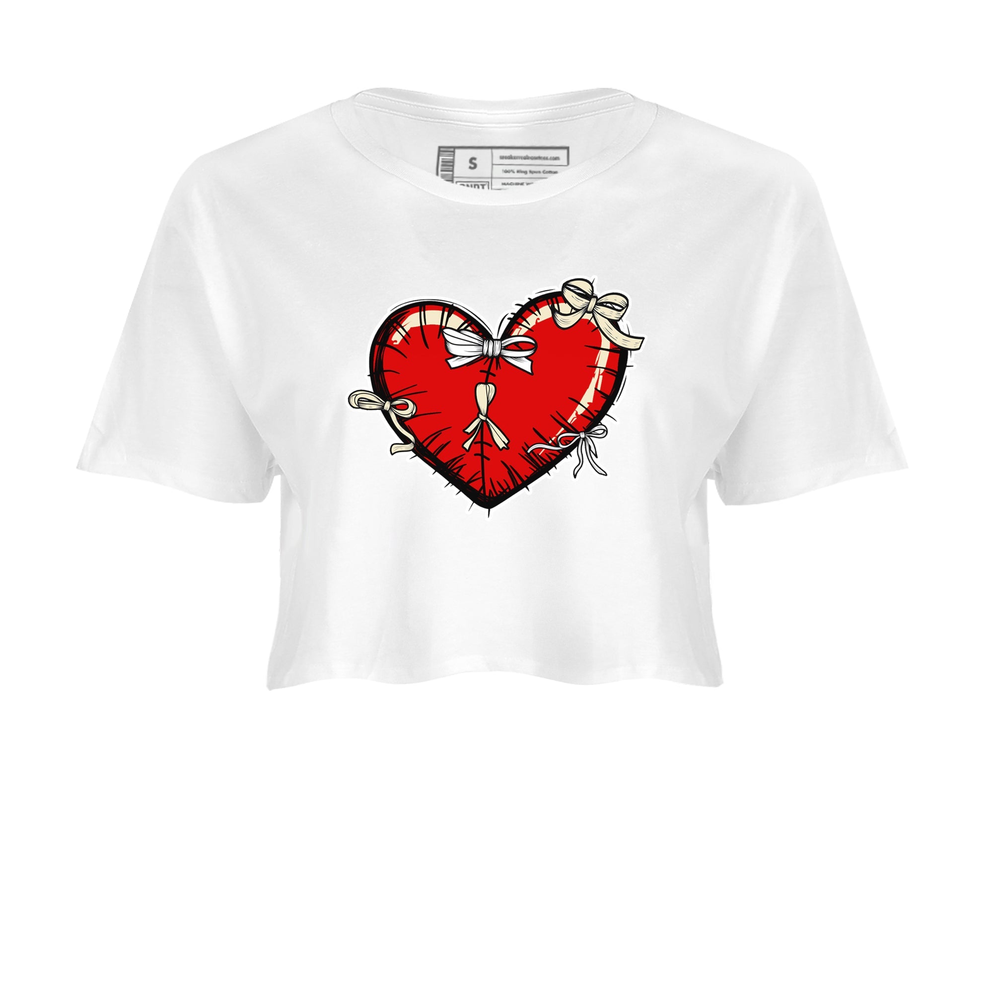 1s Black Toe Reimagined shirts to match jordans Heart with Ribbons sneaker match tees AJ1 High OG Black Toe Reimagined match shoes to clothes SNRT Sneaker Tees unisex cotton White 2 crop tee