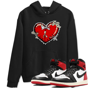 1s Black Toe Reimagined shirts to match jordans Heart with Ribbons sneaker match tees AJ1 High OG Black Toe Reimagined match shoes to clothes SNRT Sneaker Tees unisex cotton Black 1 shirts