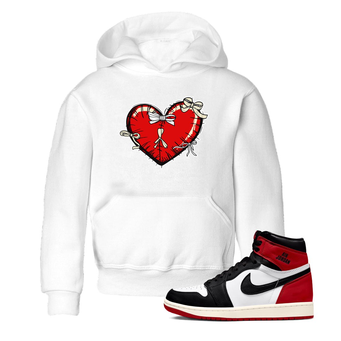 1s Black Toe Reimagined shirts to match jordans Heart with Ribbons sneaker match tees AJ1 High OG Black Toe Reimagined match shoes to clothes SNRT Sneaker Tees Youth Baby White 1 tee