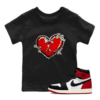 1s Black Toe Reimagined shirts to match jordans Heart with Ribbons sneaker match tees AJ1 High OG Black Toe Reimagined match shoes to clothes SNRT Sneaker Tees Youth Baby Black 1 tee