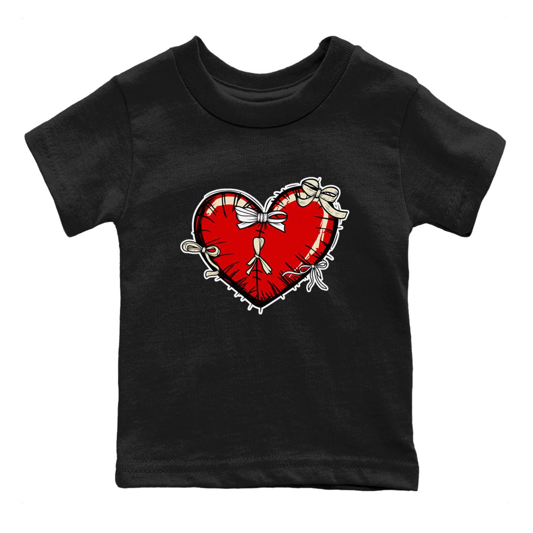 1s Black Toe Reimagined shirts to match jordans Heart with Ribbons sneaker match tees AJ1 High OG Black Toe Reimagined match shoes to clothes SNRT Sneaker Tees Youth Baby Black 2 tee