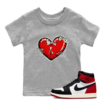1s Black Toe Reimagined shirts to match jordans Heart with Ribbons sneaker match tees AJ1 High OG Black Toe Reimagined match shoes to clothes SNRT Sneaker Tees Youth Baby Heather Grey 1 tee