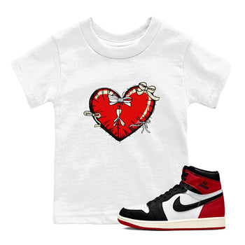 1s Black Toe Reimagined shirts to match jordans Heart with Ribbons sneaker match tees AJ1 High OG Black Toe Reimagined match shoes to clothes SNRT Sneaker Tees Youth Baby White 1 tee