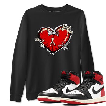 1s Black Toe Reimagined shirts to match jordans Heart with Ribbons sneaker match tees AJ1 High OG Black Toe Reimagined match shoes to clothes SNRT Sneaker Tees unisex cotton Black 1 shirts