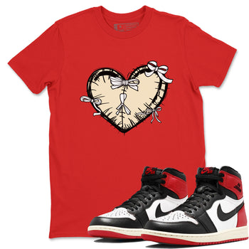 1s Black Toe Reimagined shirts to match jordans Heart with Ribbons sneaker match tees AJ1 High OG Black Toe Reimagined match shoes to clothes SNRT Sneaker Tees unisex cotton Red 1 shirts