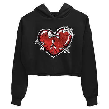 Heart With Ribbons womens crop tee made to vibe with the Air Jordan 1 Ruby sneakers — the perfect match in Black 2.