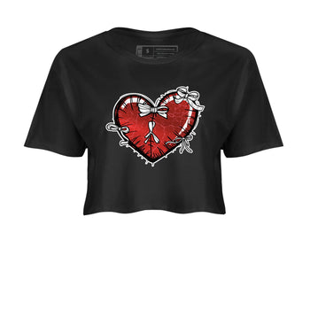 Heart With Ribbons womens crop tee made to vibe with the Air Jordan 1 Ruby sneakers — the perfect match in Black 2.