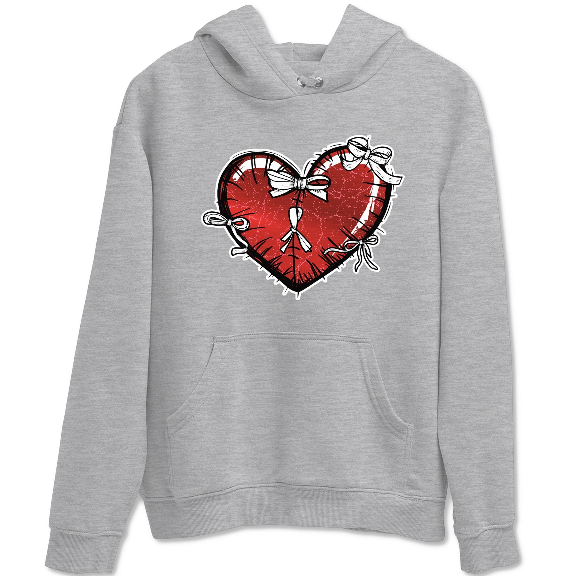 Heart With Ribbons sneaker match t-shirt styled to complete your fit with the Air Jordan 1 Ruby sneakers, shown in Heather Grey 2.