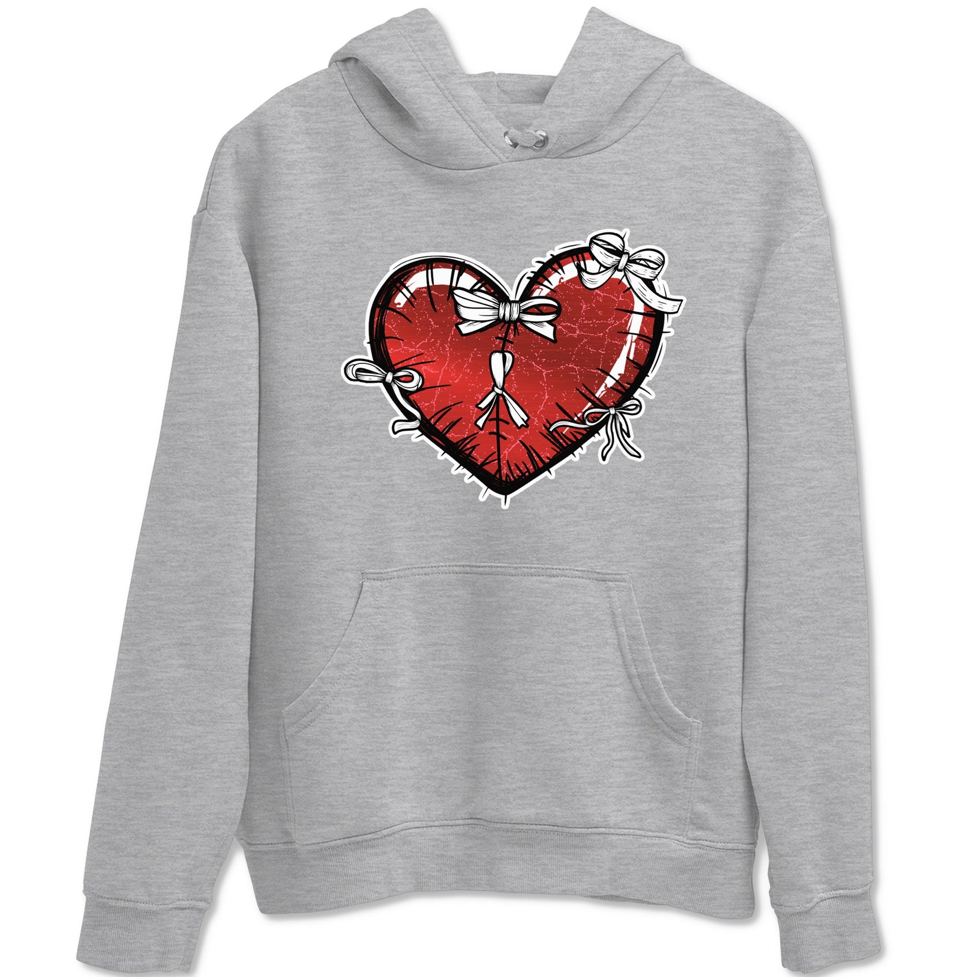 Heart With Ribbons sneaker match t-shirt styled to complete your fit with the Air Jordan 1 Ruby sneakers, shown in Heather Grey 2.