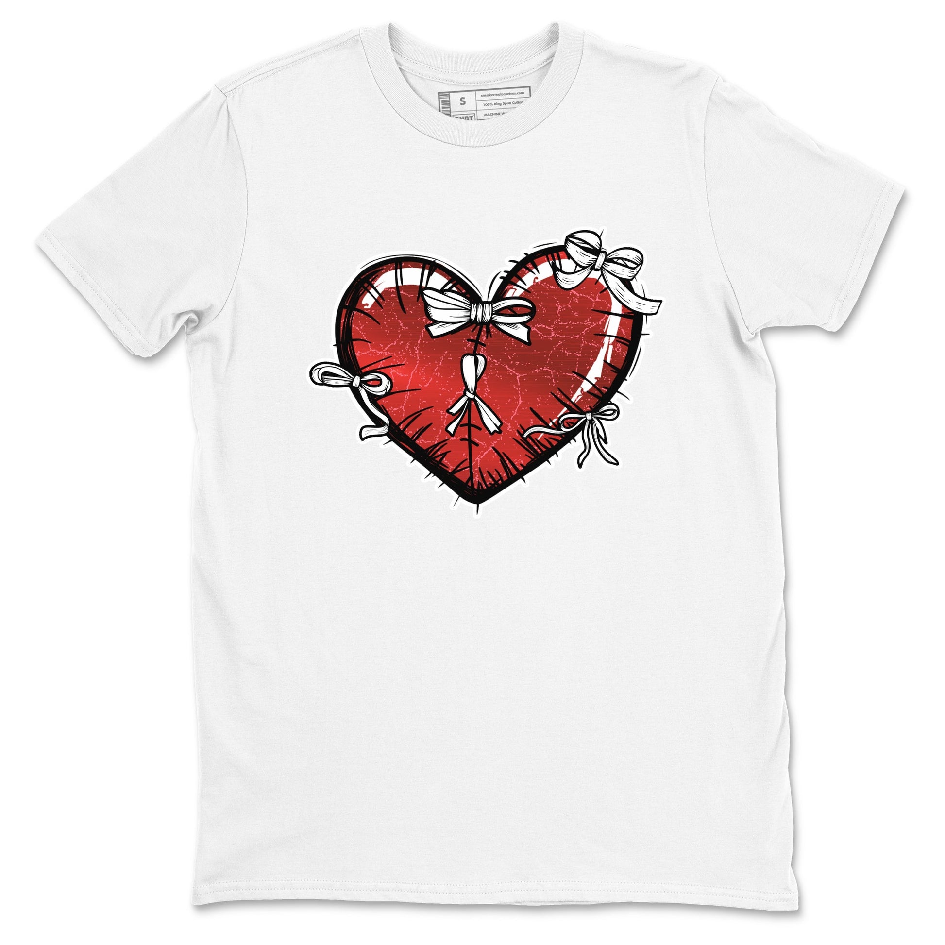 Heart With Ribbons sneaker match t-shirt styled to complete your fit with the Air Jordan 1 Ruby sneakers, shown in White 2.