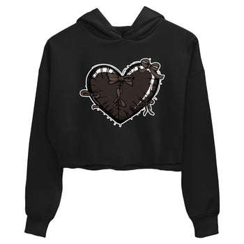 AJ1 Travis Scott Velvet Brown and Dark Mocha shirts to match jordans Heart with Ribbons sneaker match tees 1s Travis Scott Velvet Brown match shoes to clothes SNRT Sneaker Tees unisex cotton Black 2 crop tee