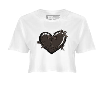 AJ1 Travis Scott Velvet Brown and Dark Mocha shirts to match jordans Heart with Ribbons sneaker match tees 1s Travis Scott Velvet Brown match shoes to clothes SNRT Sneaker Tees unisex cotton White 2 crop tee