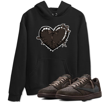 AJ1 Travis Scott Velvet Brown and Dark Mocha shirts to match jordans Heart with Ribbons sneaker match tees 1s Travis Scott Velvet Brown match shoes to clothes SNRT Sneaker Tees unisex cotton Black 1 shirts