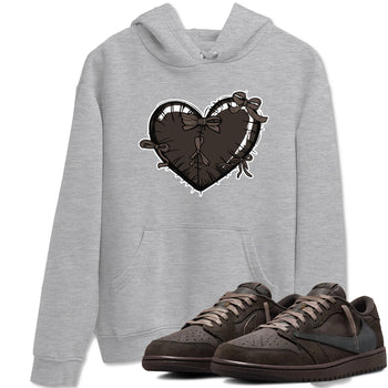 AJ1 Travis Scott Velvet Brown and Dark Mocha shirts to match jordans Heart with Ribbons sneaker match tees 1s Travis Scott Velvet Brown match shoes to clothes SNRT Sneaker Tees unisex cotton Heather Grey 1 shirts