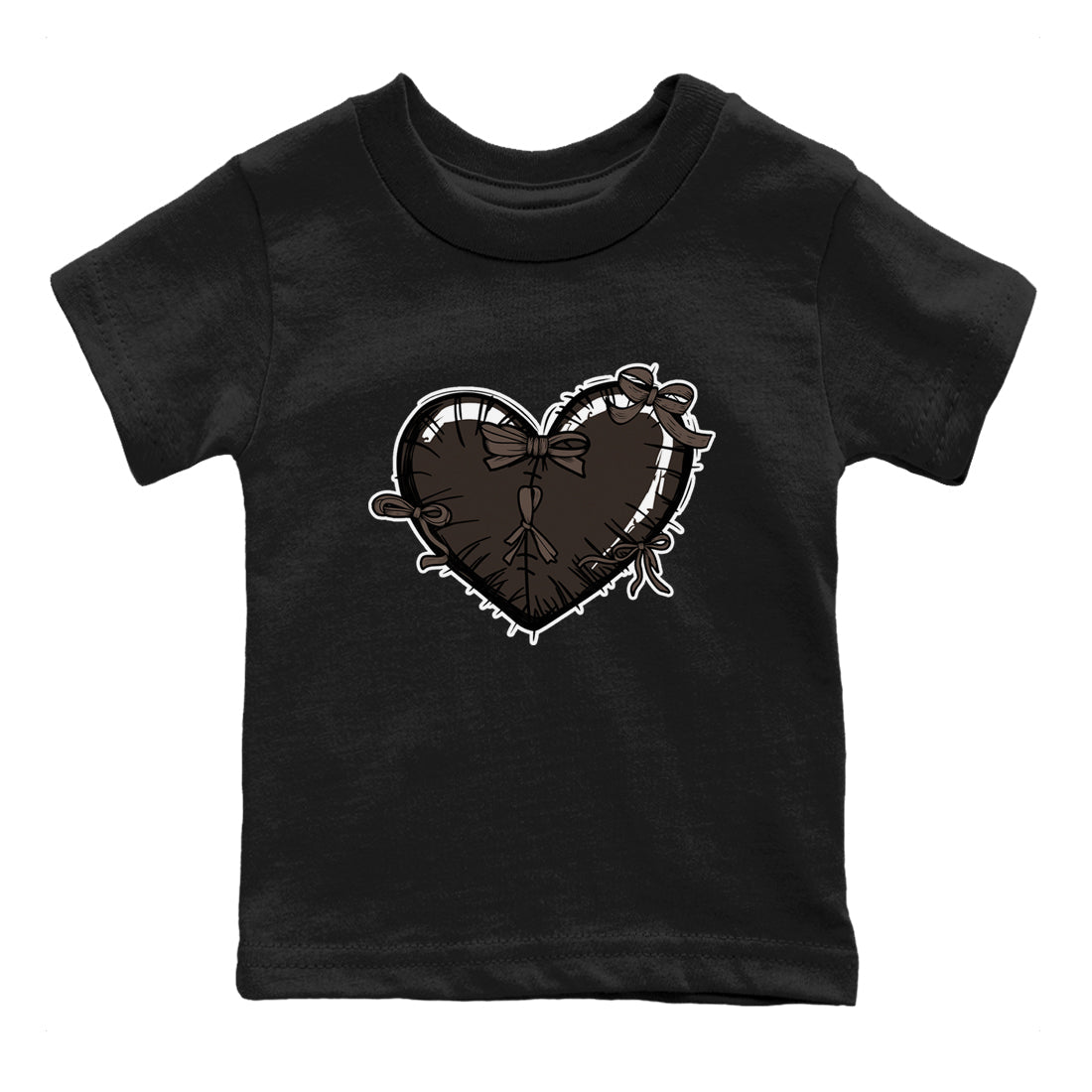 AJ1 Travis Scott Velvet Brown and Dark Mocha shirts to match jordans Heart with Ribbons sneaker match tees 1s Travis Scott Velvet Brown match shoes to clothes SNRT Sneaker Tees Youth Baby Black 2 tee