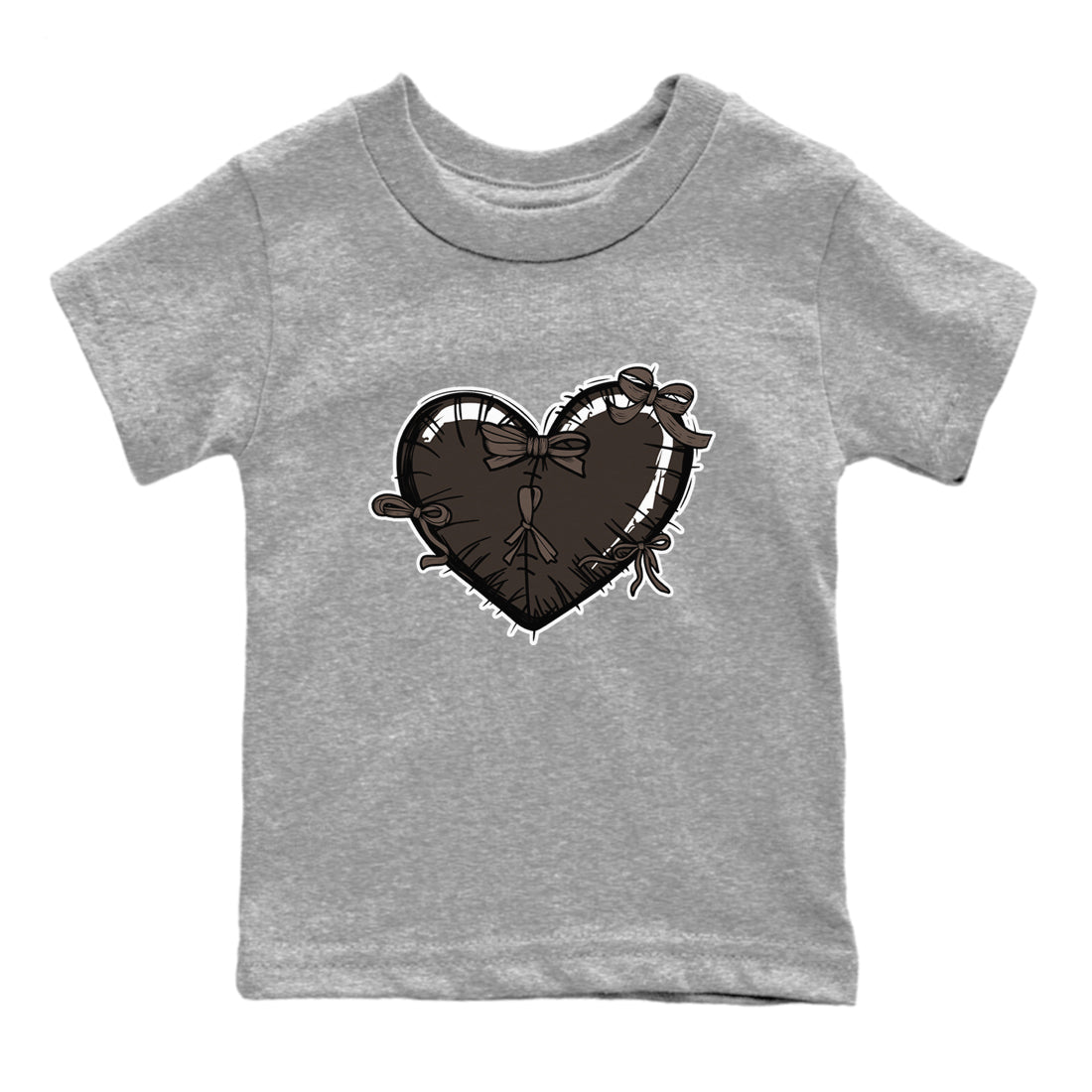AJ1 Travis Scott Velvet Brown and Dark Mocha shirts to match jordans Heart with Ribbons sneaker match tees 1s Travis Scott Velvet Brown match shoes to clothes SNRT Sneaker Tees Youth Baby Heather Grey 2 tee