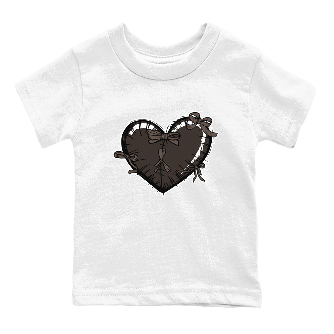 AJ1 Travis Scott Velvet Brown and Dark Mocha shirts to match jordans Heart with Ribbons sneaker match tees 1s Travis Scott Velvet Brown match shoes to clothes SNRT Sneaker Tees Youth Baby White 2 tee