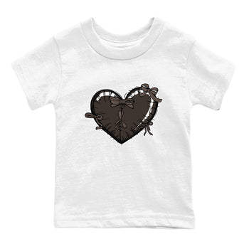 AJ1 Travis Scott Velvet Brown and Dark Mocha shirts to match jordans Heart with Ribbons sneaker match tees 1s Travis Scott Velvet Brown match shoes to clothes SNRT Sneaker Tees Youth Baby White 2 tee
