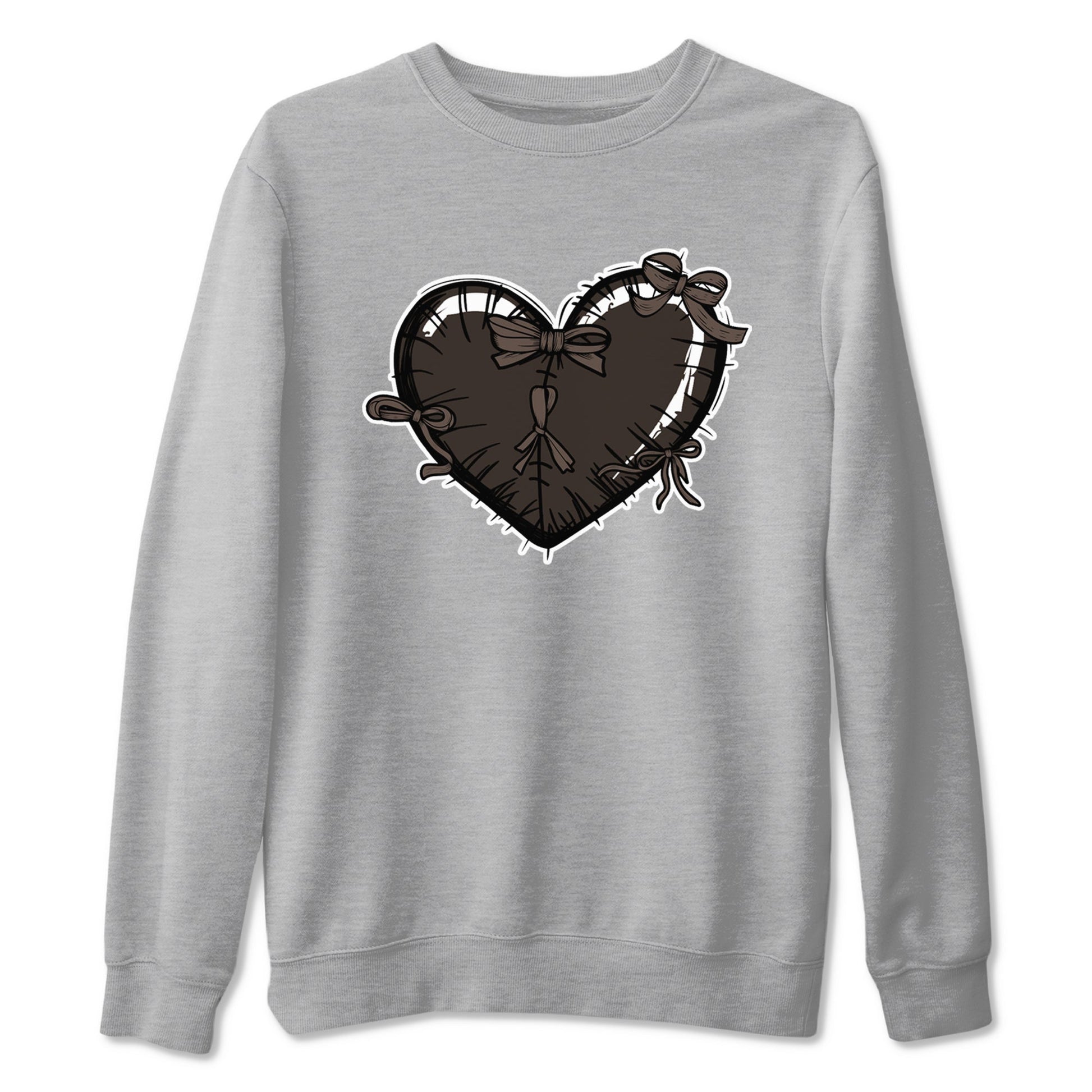 AJ1 Travis Scott Velvet Brown and Dark Mocha shirts to match jordans Heart with Ribbons sneaker match tees 1s Travis Scott Velvet Brown match shoes to clothes SNRT Sneaker Tees unisex cotton Heather Grey 2 shirts