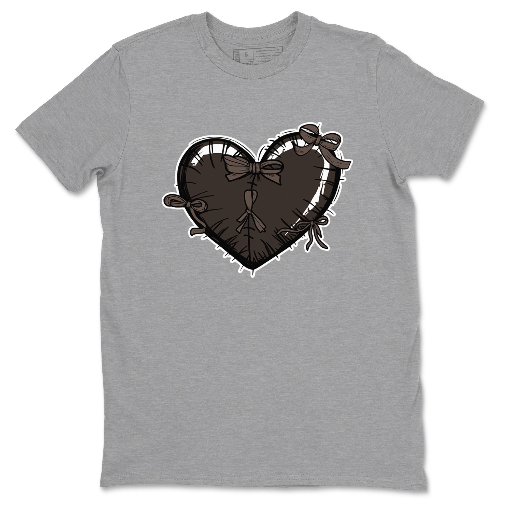 AJ1 Travis Scott Velvet Brown and Dark Mocha shirts to match jordans Heart with Ribbons sneaker match tees 1s Travis Scott Velvet Brown match shoes to clothes SNRT Sneaker Tees unisex cotton Heather Grey 2 shirts