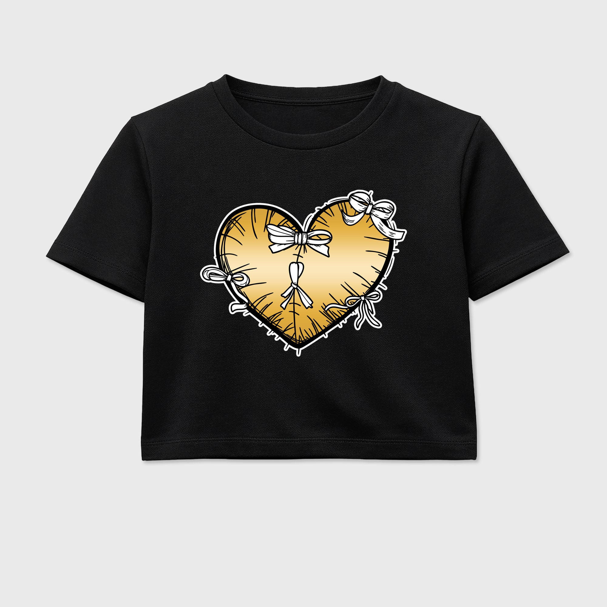 Sneaker match tees – Sneaker Tees To Match Air Jordan 11 Mother's Day Shoes – Heart With Ribbons Crop T-Shirt Black 2