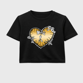 Sneaker match tees – Sneaker Tees To Match Air Jordan 11 Mother's Day Shoes – Heart With Ribbons Crop T-Shirt Black 2